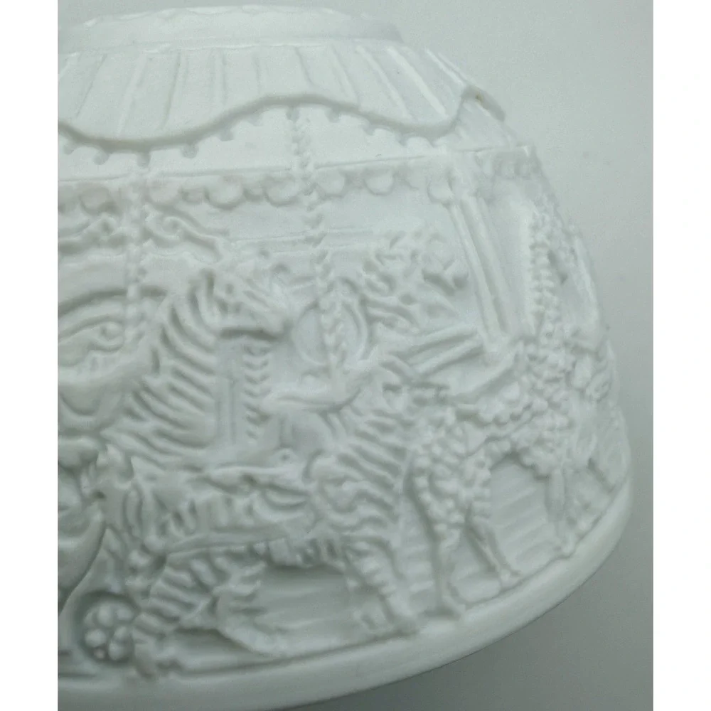 Bernardaud Limoges Porcelain Lithophane Votive Candle Holder Carousel Animals